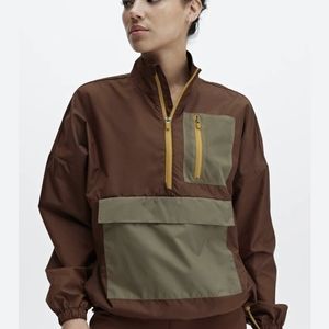 Fabletics jacket windbreaker half zip brown sports jacket lightweight